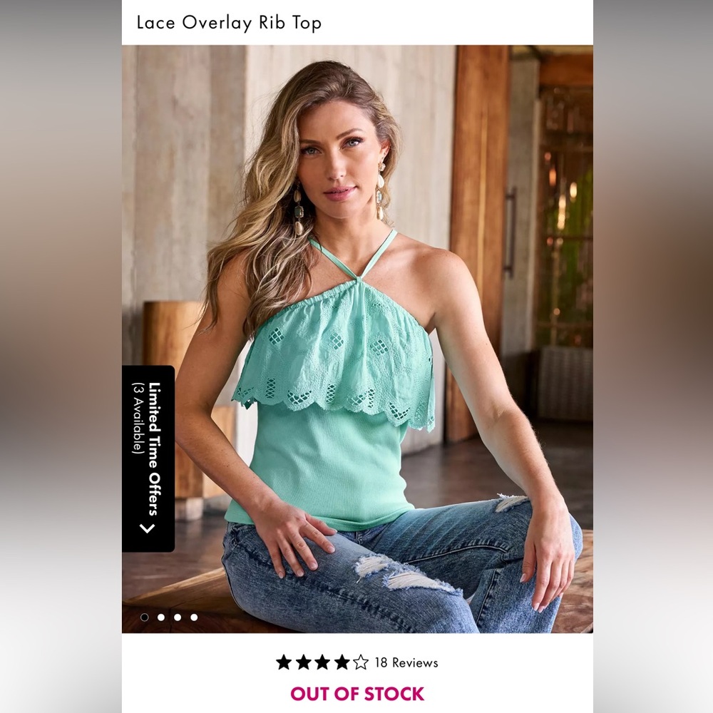 NWOT Boston Proper Lace Trim Halter Camisole - Light Blue Medium